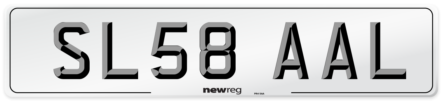 SL58 AAL Number Plate from New Reg